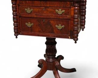 Mahogany two drawer Federal period New England work table