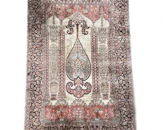 Kashmiri silk scatter rug