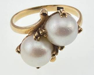 10kt pearl toi et moi ring