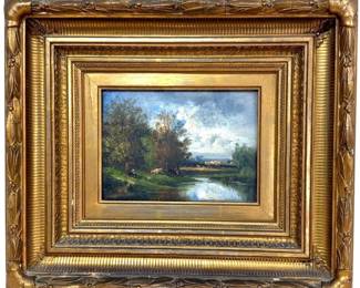 Oil on board pastoral scene