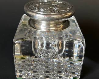 Sterling and crystal inkwell