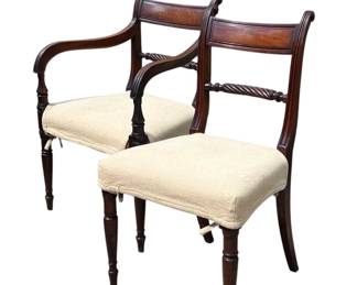Superb set of 8 period Federal New England dining chairs with slip covered seats