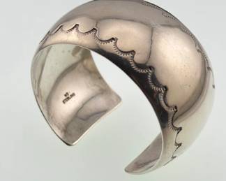 Sterling silver Navajo signed cuff