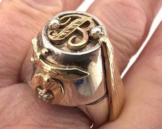 Masonic 14kt, sterling Kena ring