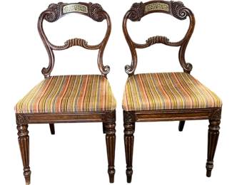 Pair of fancy painted Regency chairs with slip seats