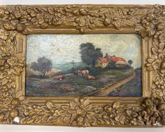 Pastoral scene oil on board
