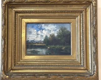 Antique oil on board landscape
