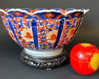 Large Imari bowl with stand