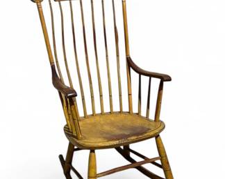 Painted yellow New England Boston rocker