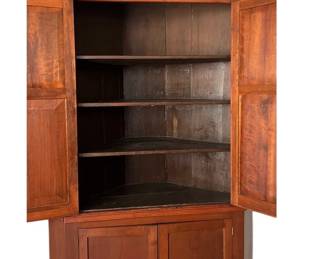 Cherry two piece corner cupboard
