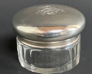 Sterling, glass jar