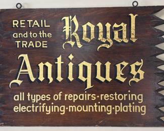 Double sided wood antique shop sign