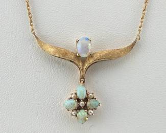 14kt opal, pearl necklace
