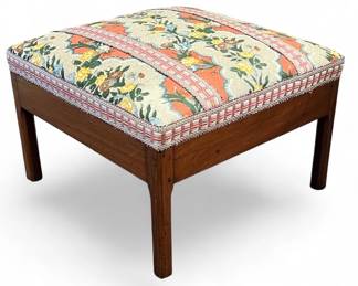 Upholstered early oversize walnut stool