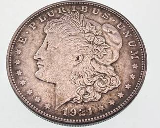 Morgan dollar dated 1921, Philadelphia mint