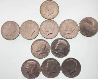 Kennedy half dollars for the following years 1968, 1971 (5), 1972, 1974, 1976 (3)