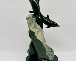 Lyle Sopel nephrite jade dolphin sculpture