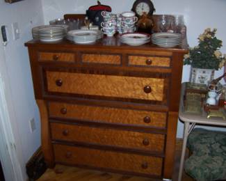 WALNUT & CURLY MAPLE CHEST & SMALLS