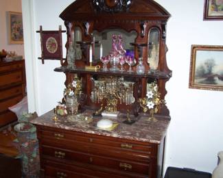MARBLE-TOP SIDEBOARD, GIRANDOLES & OTHER SMALLS