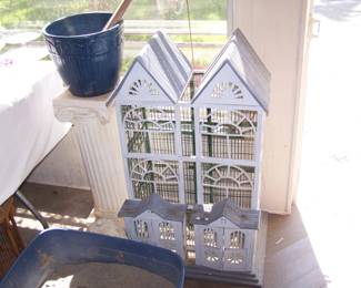BIRD CAGE, PEDESTAL & JARDINIERE