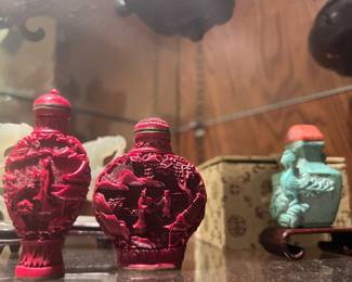 Antique Chinese Carved Snuff Jars 