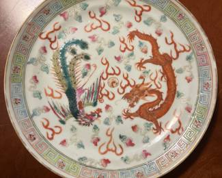 Dragon and Phoenix Antique Chinese Porcelain 
