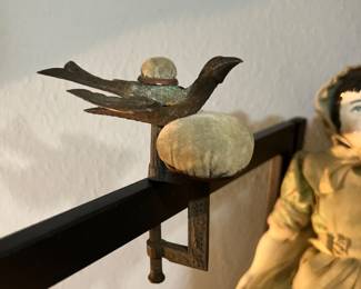 Antique Sewing Metal Bird Cushion
