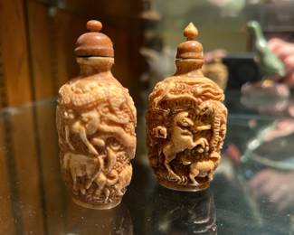 Antique Chinese Carved Snuff Jars 