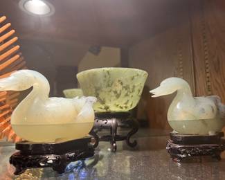 Jade Ducks and Spinach Jade Bowl