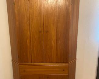 Teak armoire entertainment corner piece 
