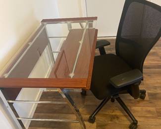 Computer desk (aluminum & glass)