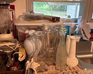 Vases, kitchen utensils
