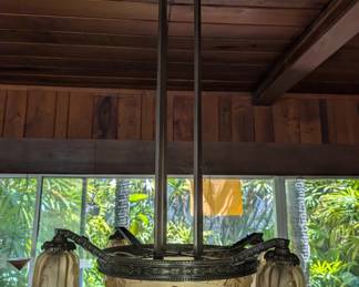 Muller Freres Pink Panther Chandelier. Signed by Muller Freres, circa 1920. Very rare, sold recently on 2st Dibs for over $14,000.00.  A true must see for that right location