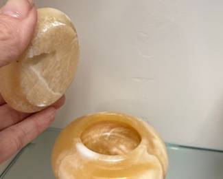 Vintage Onyx Covered Jar / Potpourri Bowl