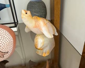 Carved Banded Onyx Turtle Figurine