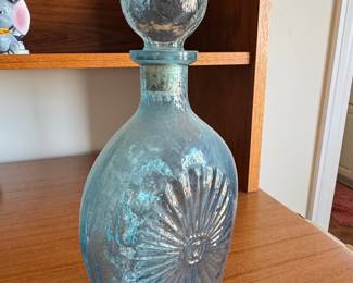 Lord Calvert "Friendship" Embossed Blue Glass Whiskey Decanter