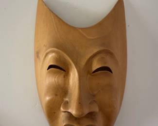 Vintage Carved Wooden Greek Theater Masks (Comedy and Tragedy) - Corfu, Greece