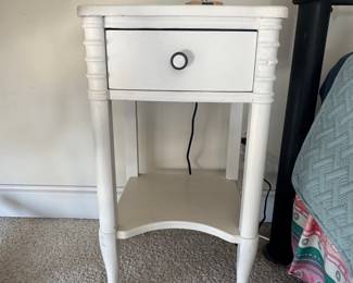 White "Tate" Style Single-Drawer Side Table with Shelf