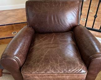 Pottery Barn Manhattan Roll Arm Leather Chair
