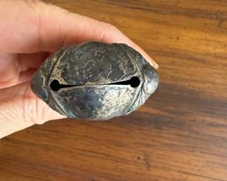 Antique Silver Baby Rattle with Wooden Ring