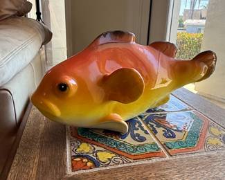 Glazed Ceramic Fish Figurine Planter