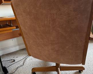 Vintage Swivel Office Chair with Wood Frame