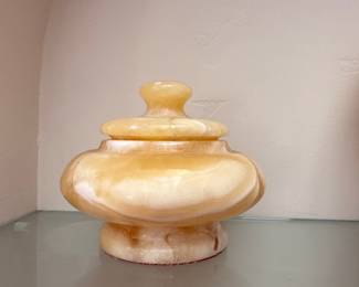 Vintage Onyx Covered Jar / Potpourri Bowl