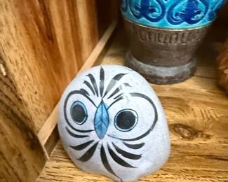 Hand-Painted Owl Stone