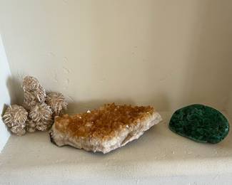 Desert Rose Selenite, Citrine Cluster, and Malachite Specimen Group