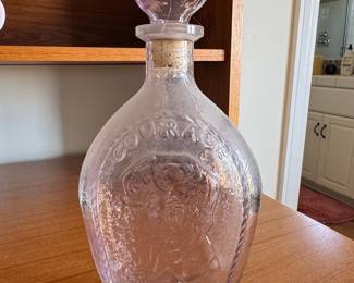 Courage Whiskey "Tall Ship" Embossed Lavender Glass Decanter