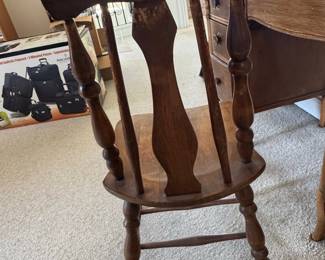 Vintage Oak Vanity Desk and Chair Set