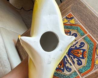 Glazed Ceramic Fish Figurine Planter