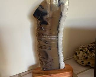 Polished Agate Slice with Crystal Geode