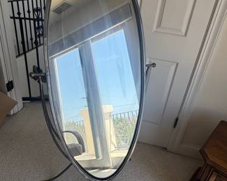 Oval Metal Frame Cheval Mirror